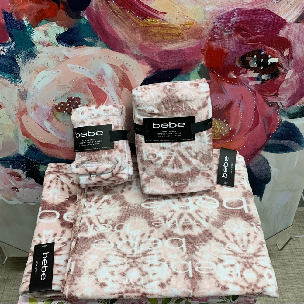 NWT BeBe 8 piece Towel set pink - Picture 15 of 16